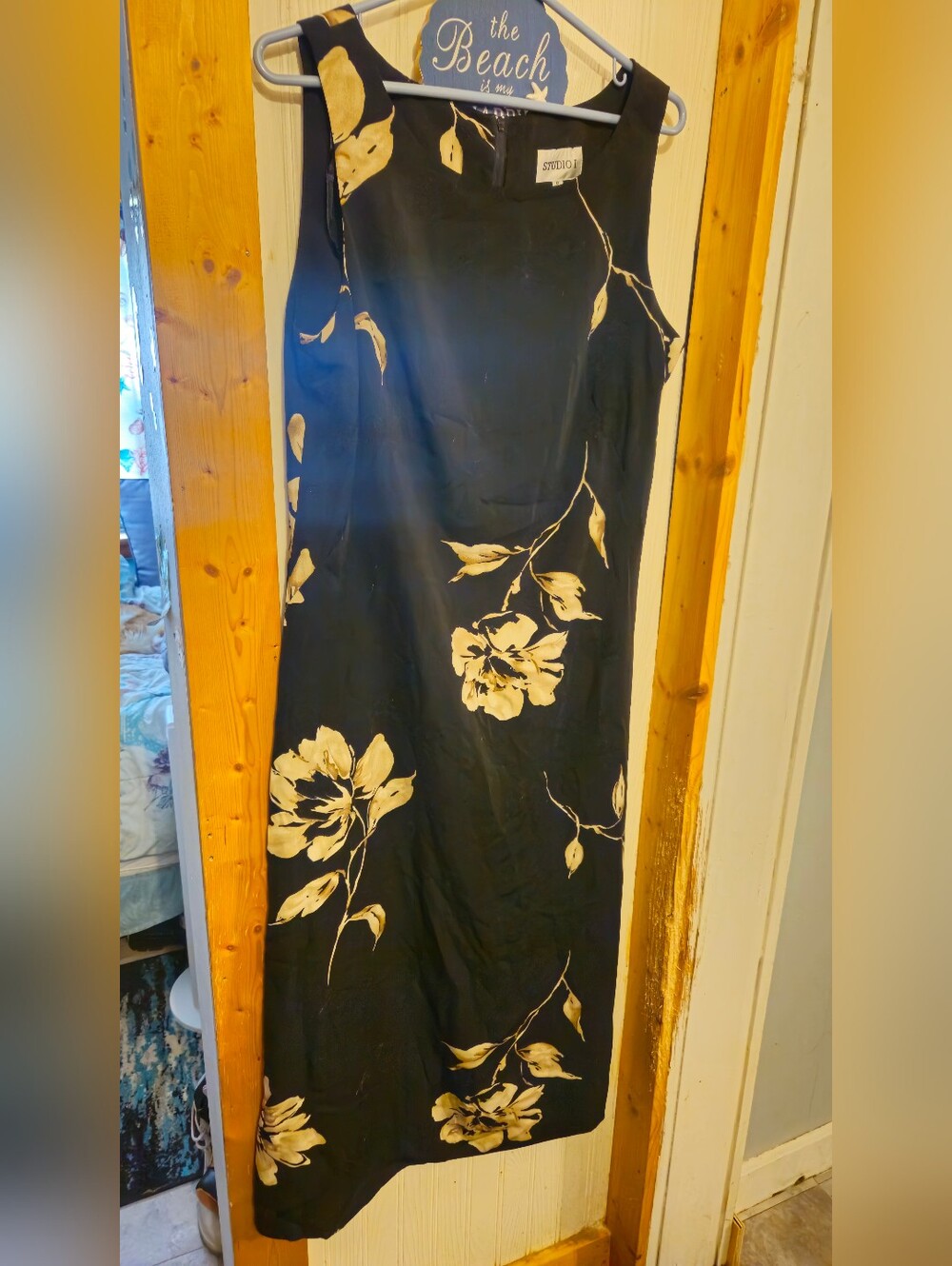 Studio I Black Floral Maxi Dress, Size 12